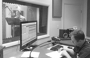 Dr. Yager recording in a studio